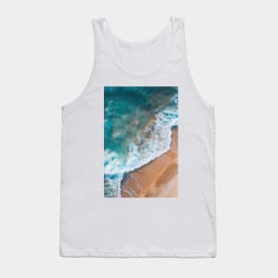 Wild wave crashing on a beach - Aerial Landscape Photography Tank Top